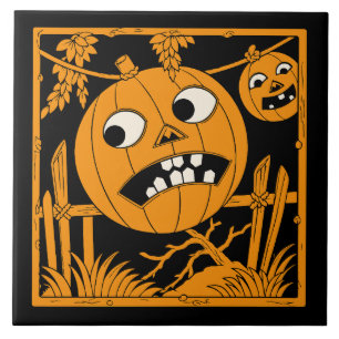 Azulejo vintage de Jack O'Lantern de Halloween