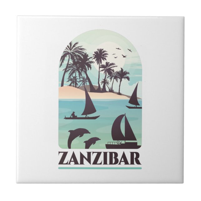 Azulejo Vintage de Zanzíbar África (Frente)