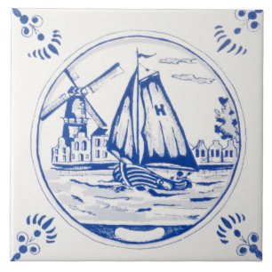 Azulejo Vintage Delfts Blauw Barco Velero Holandés