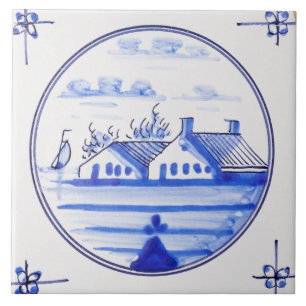 Azulejo Vintage Delfts Blauw Barco Velero Holandés