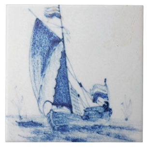 Azulejo Vintage Delfts Blauw Barco Velero Holandés