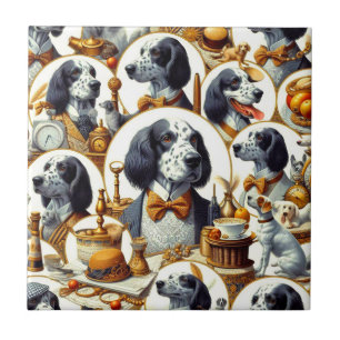 Azulejo Vintage English Setter Ilustracion