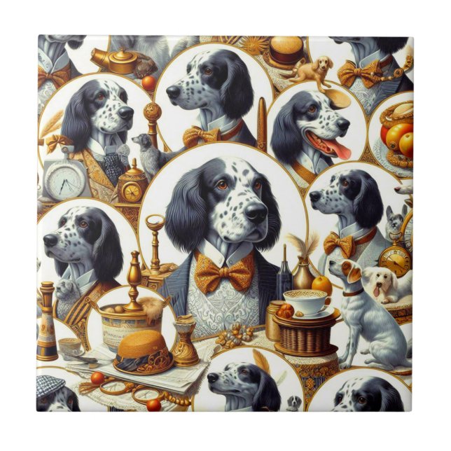 Azulejo Vintage English Setter Ilustracion (Frente)
