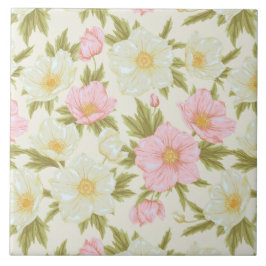 Azulejo vintage estampado floral cerámica