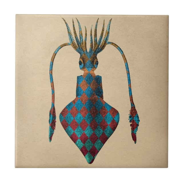 Azulejo Vintage Fantasy Squid (Frente)