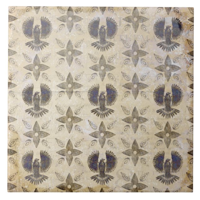 Azulejo Vintage Faux Eagle Neutral Cerámica Tile (Frente)