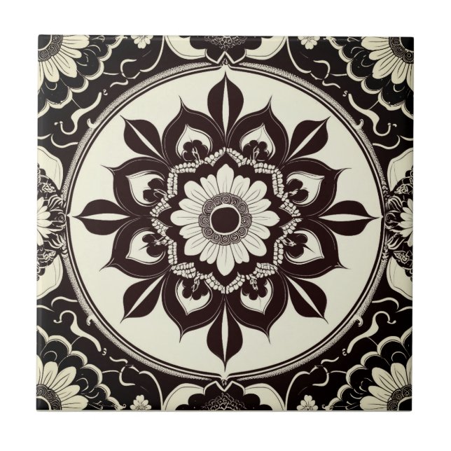Azulejo Vintage Floral Mandala Tile (Frente)