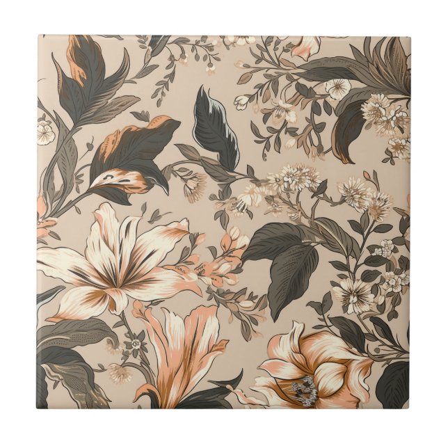 Azulejo Vintage Floral Patrón Cerámico Tile (Frente)