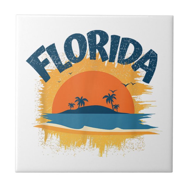 Azulejo Vintage Florida Retro Tee Design Sunshine (Frente)