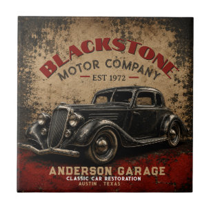 Azulejo Vintage Garage Repair Service Classic Automobile 