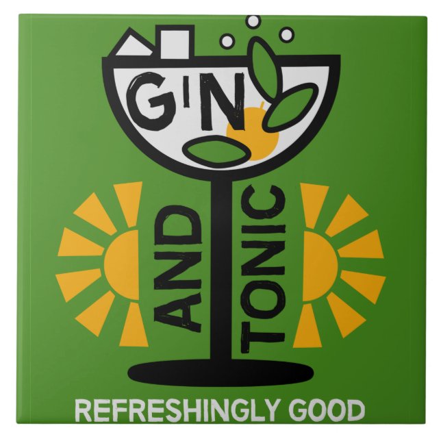 Azulejo Vintage Gin Y Tonic Art (Frente)