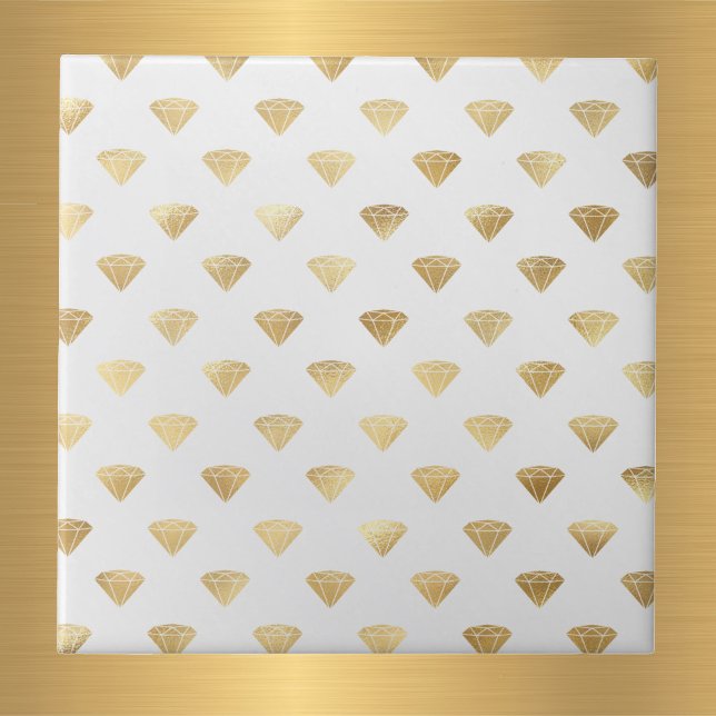 Azulejo Vintage Gold Diamond Art Deco White (Subido por el creador)