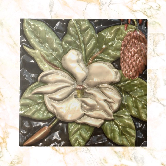 Azulejo Vintage Grabado en relieve Look Magnolia Blossom (Subido por el creador)