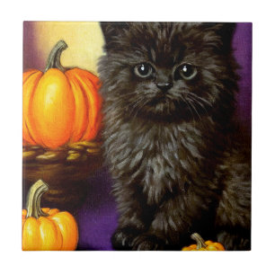 Azulejo Vintage Halloween Kitten