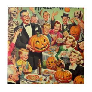 Azulejo Vintage Halloween Party Ilustracion