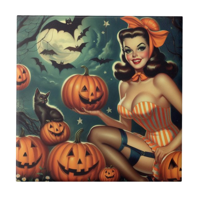 Azulejo Vintage Halloween Pin Up (Frente)