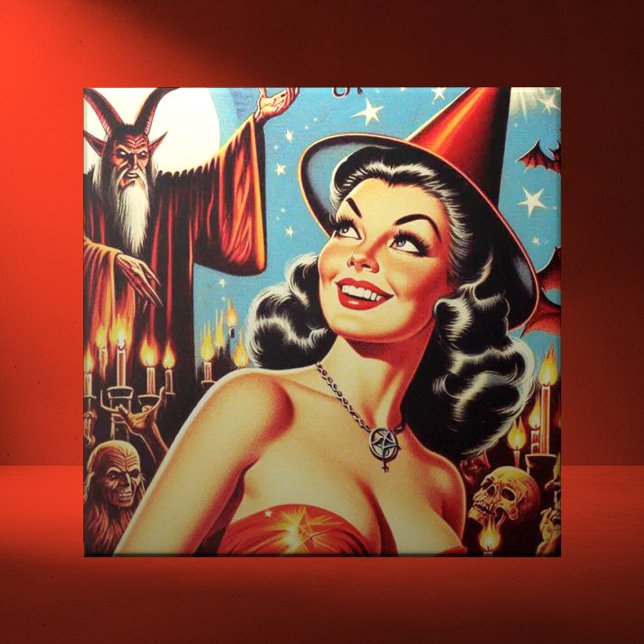 Azulejo Vintage Halloween Witch Pin up (Subido por el creador)