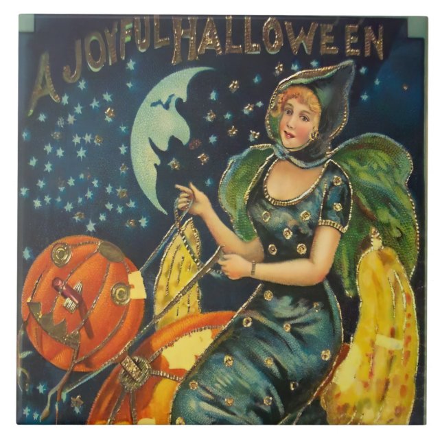 Azulejo Vintage Halloween Witch Poster (Frente)