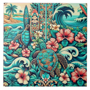 Azulejo Vintage Hawai Folk Art Tile 1