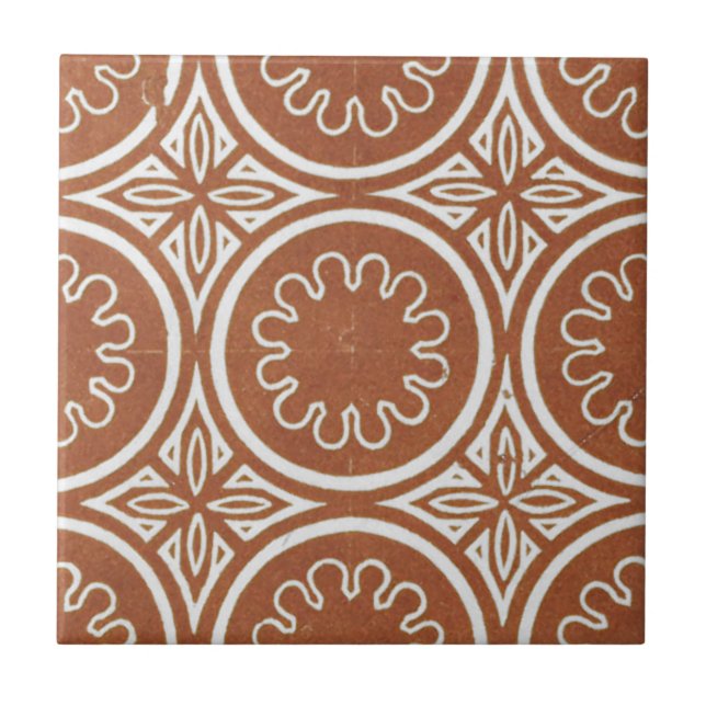 Azulejo Vintage Irlandés Ceramic Art Design Red (Frente)