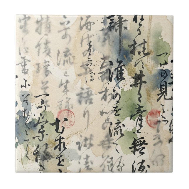 Azulejo Vintage Japanese Calligraphy Art (5) (Frente)
