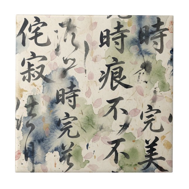 Azulejo Vintage Japanese Calligraphy Art (9) (Frente)