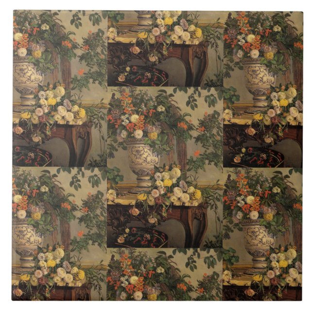 Azulejo Vintage Jean Frederic Bazille Flowers (Frente)