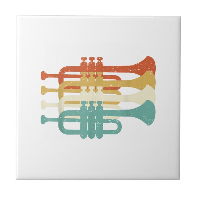 Azulejo Vintage Marching Band Trumpet Player Retro Design  (Frente)
