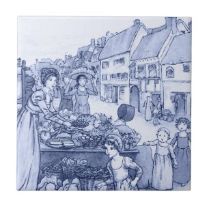 Azulejo Vintage Market Day Food Stall Delft Blue & White
