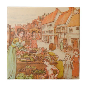 Azulejo Vintage Market Day Grocery Produce Food Stall