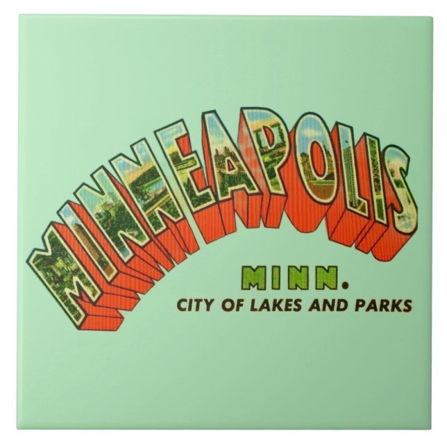 Azulejo Vintage Minneapolis Postcard Tile (Frente)