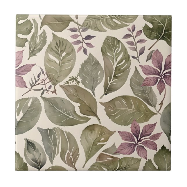 Azulejo Vintage Modern Leaves Pastel (Frente)