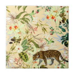 Azulejo Vintage Moderno Flor Jungla de Tigre Tropical