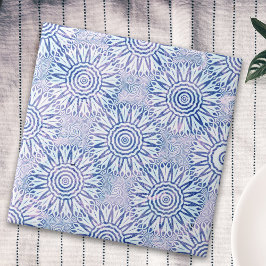 Azulejo Vintage Mosaico En Angustia Azul Y Blanco