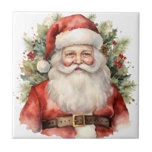 Azulejo Vintage Navidad Santa Claus Sonriendo