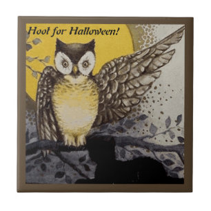 Azulejo Vintage Night Owl Wing en Branch Moon