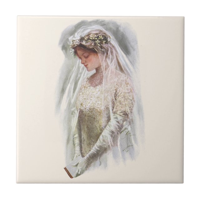 Azulejo Vintage novia victoriana con Harrison Fisher (Frente)