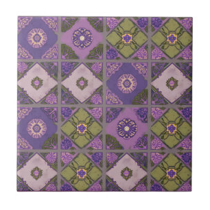 Azulejo Vintage Patchwork Purple Lavender Green