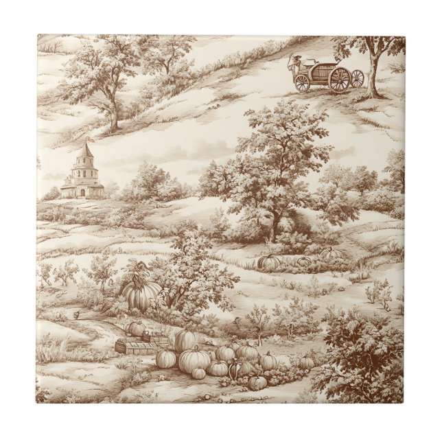 Azulejo Vintage Pumpkin Harvest Countryside Toile (9) (Frente)