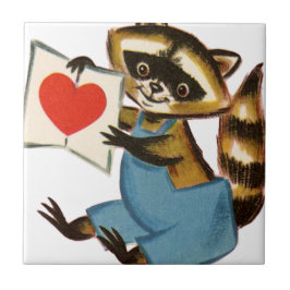 Azulejo Vintage Raccoon Love