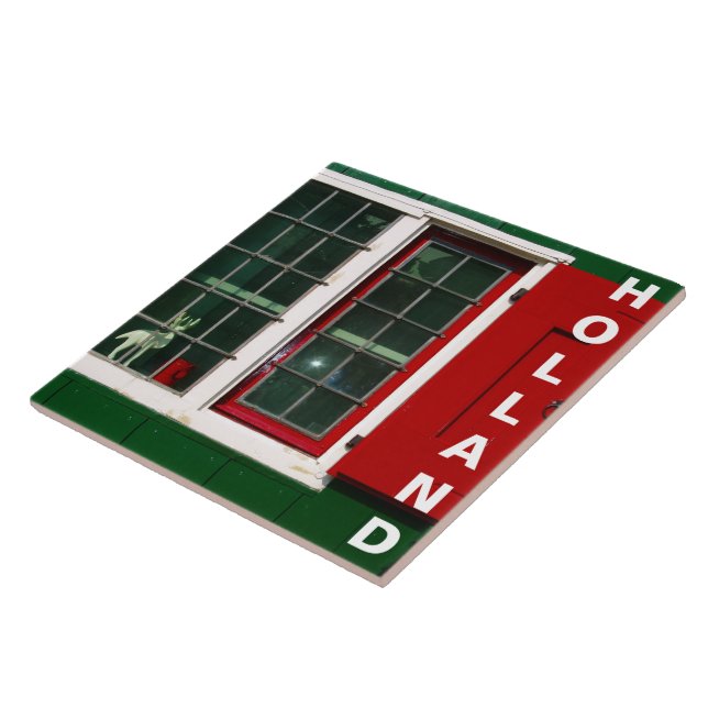 Azulejo Vintage Red Green White Holandés Ventana Tradicion (Lado)