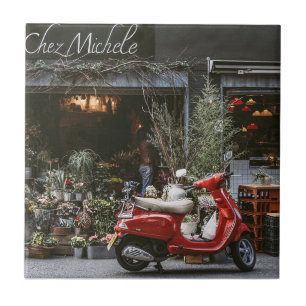 Azulejo Vintage Red Motor Scooter