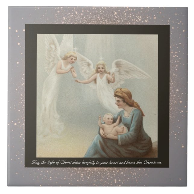 Azulejo Vintage Religiosos Navidades Cerámica Tile + deseo (Frente)
