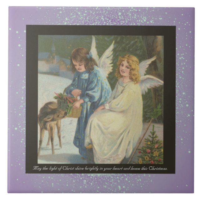 Azulejo Vintage Religiosos Navidades Cerámica Tile + deseo (Frente)