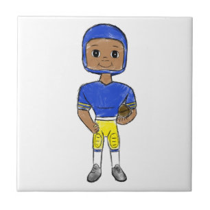 Azulejo vintage retro jugador de fútbol azul amarillo simp