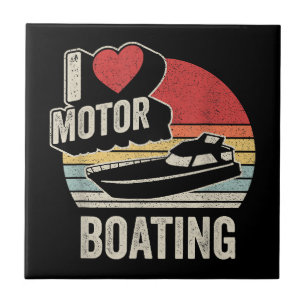 Azulejo Vintage Retro Me encanta el motor de bote divertid