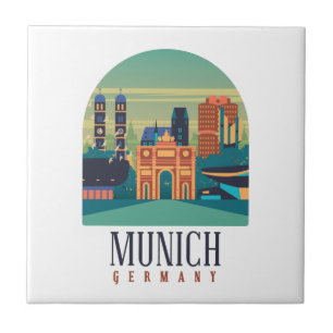 Azulejo Vintage Retro Munich Bavaria Alemania