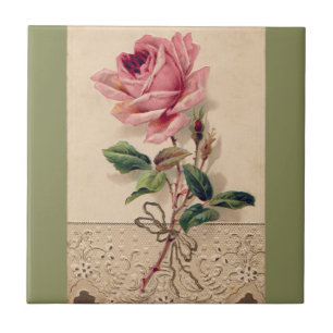 Azulejo Vintage romántico floral color de rosa y del