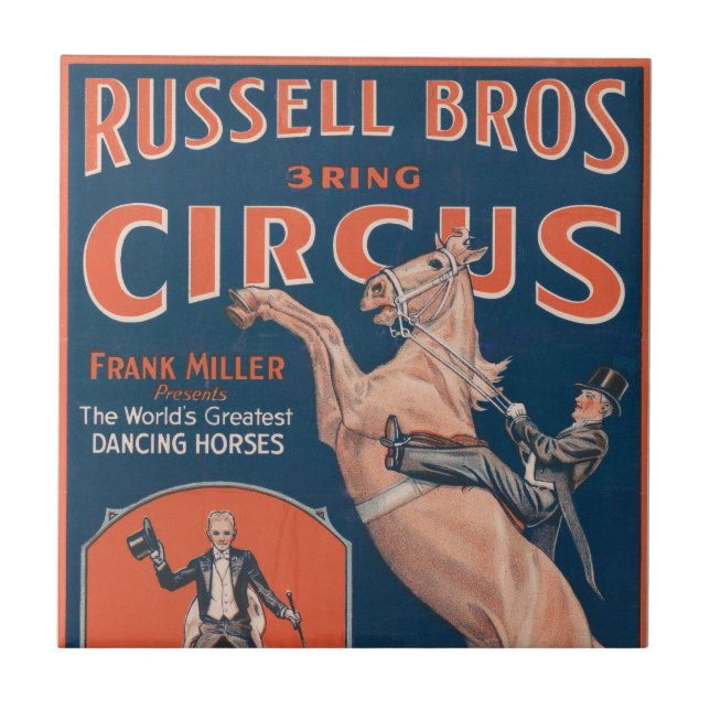 Azulejo Vintage Russell Brothers Circus Poster. (Frente)