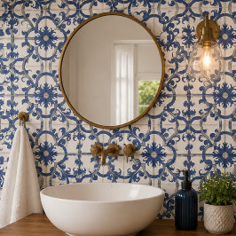 Azulejo Vintage Sapphire Elegant Blue Ornamental Mosaic 